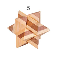 12 Style Brain Teaser 3D Wooden Interlocking Puzzles Game Toy Bamboo Small Size For Adults Kids - BIG FRENCHIES