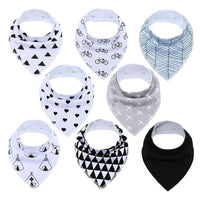 8PCS/SET Comfortable Colorful 100% Organic Cotton Adjustable Snaps Bandana Saliva Bibs For Baby Boys & Girls Kids - BIG FRENCHIES