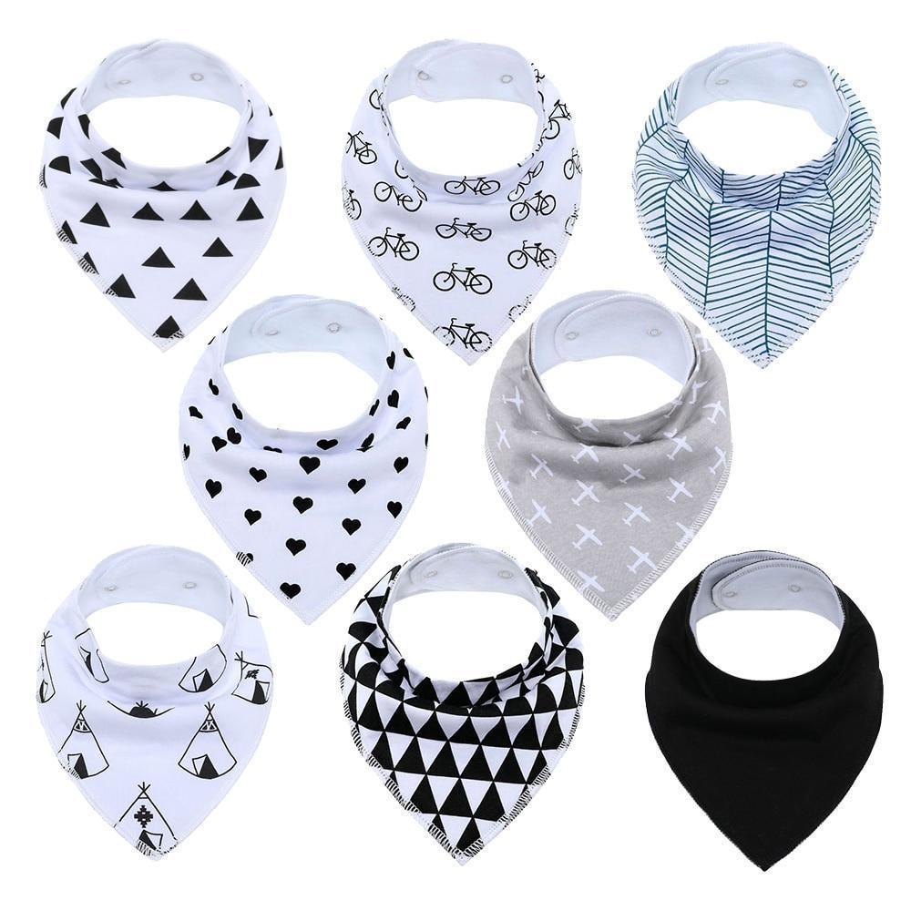 8PCS/SET Comfortable Colorful 100% Organic Cotton Adjustable Snaps Bandana Saliva Bibs For Baby Boys & Girls Kids - BIG FRENCHIES