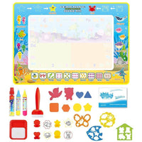 Coolplay 100x100cm Magic Water Drawing Mat Doodle Mat & 4 Drawing Pens & 1 Stamps Set Painting Board Educational Toys for Kids - BIG FRENCHIES