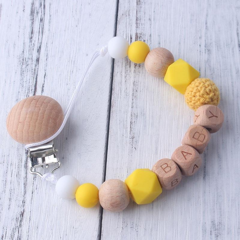 Baby Boy Wood Chew Pacifier Clips Dummy Chain Holder Cute Soother Chains Baby Girl Teething Toy - BIG FRENCHIES