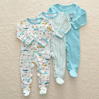 3Pcs Baby unisex Rompers Long Sleeve Sleep suit Cartoon Jumpsuit Baby Pajamas Stes For Kids Between 0-12Months - BIG FRENCHIES