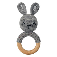 BPA Free Baby Wooden Teether Crochet Rattle Toy for Newborns