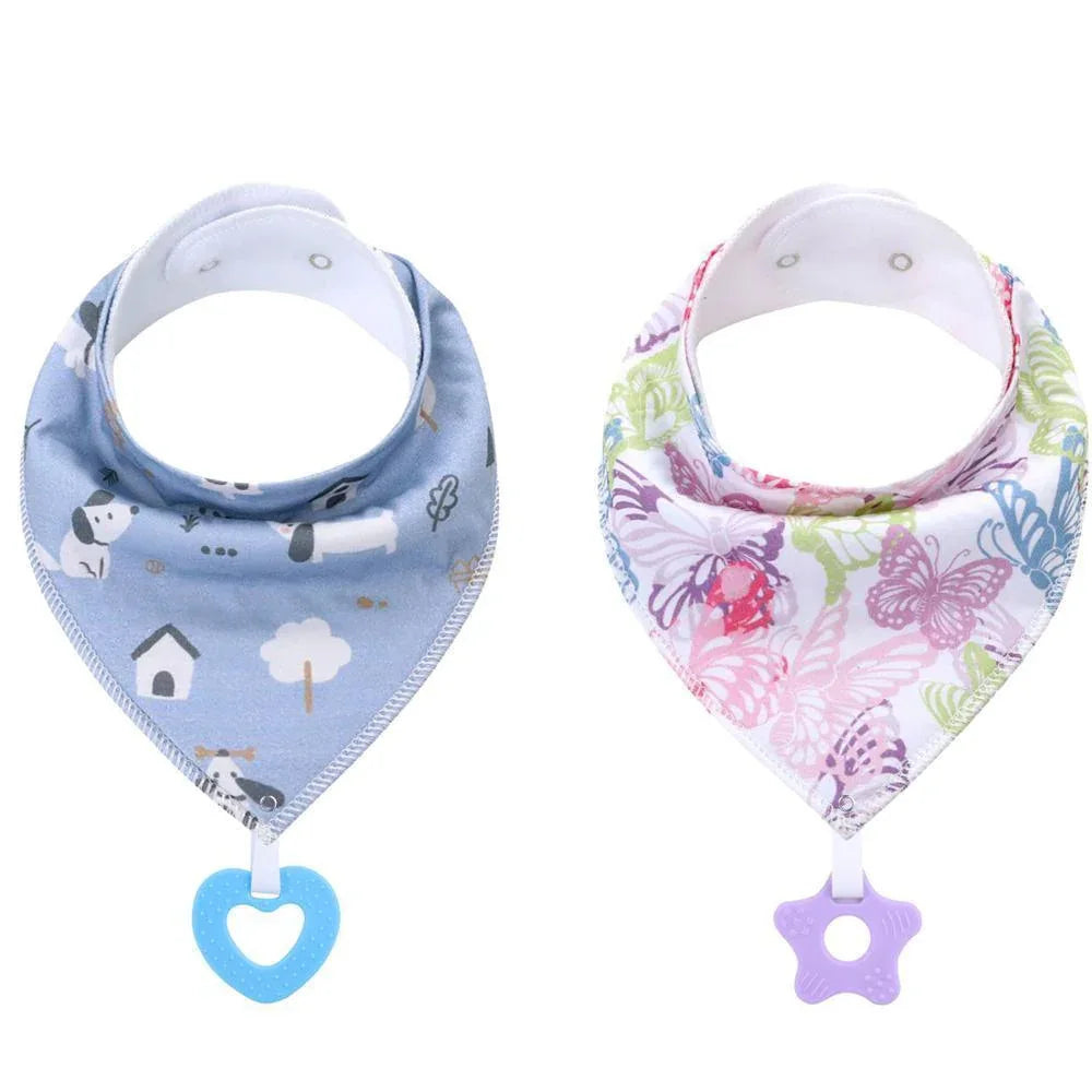 100% Organic Cotton Super Absorbent And Soft Unisex Baby Bandana Drool Bibs And Teething Toys For Newborn - BIG FRENCHIES