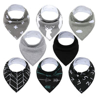 8PCS/SET Comfortable Colorful 100% Organic Cotton Adjustable Snaps Bandana Saliva Bibs For Baby Boys & Girls Kids - BIG FRENCHIES