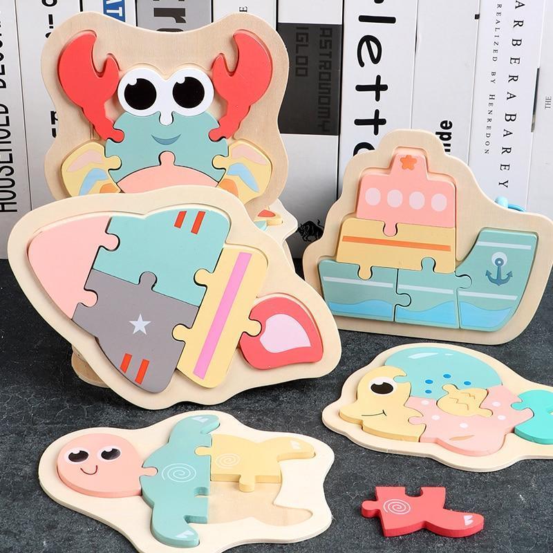 Wooden Children Colorful Animal Stevvex Puzzle for Toddler Creative Puzzle Early Educational Toys for Boys and Girls 2-4 - BIG FRENCHIES