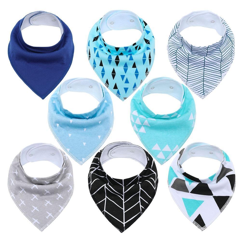 8PCS/SET Pack Baby Bandana Organic Absorbent Soft Cotton Drool Bibsfor Teething And Feeding Bib For Baby and Kids Feeding - BIG FRENCHIES