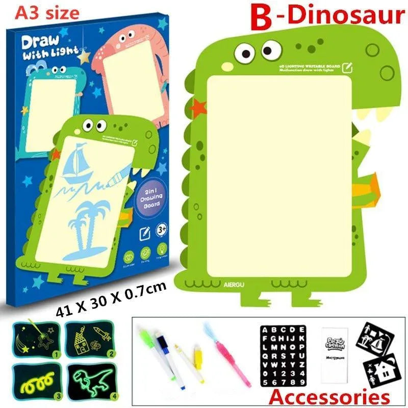 Educational Toy Drawing Board Tablet Graffiti 1pc A4 A3 Led Luminous Magic Raw With Light-fun - BIG FRENCHIES