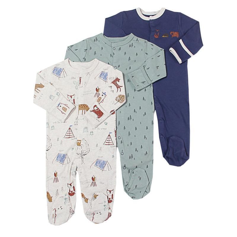 3Pcs Baby unisex Rompers Long Sleeve Sleep suit Cartoon Jumpsuit Baby Pajamas Stes For Kids Between 0-12Months - BIG FRENCHIES