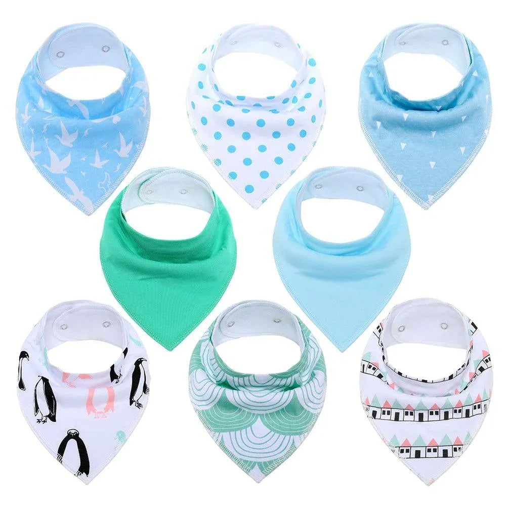 8PCS/SET Pack Baby Bandana Organic Absorbent Soft Cotton Drool Bibsfor Teething And Feeding Bib For Baby and Kids Feeding - BIG FRENCHIES