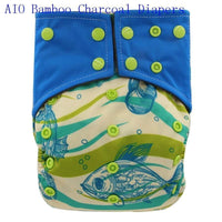Newborn Cloth Diaper Sewed in Charcoal Bamboo Insert and Suede Pocket Diapers Waterproof Baby Nappies Design for Baby - BIG FRENCHIES