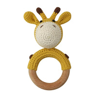 BPA Free Baby Wooden Teether Crochet Rattle Toy for Newborns