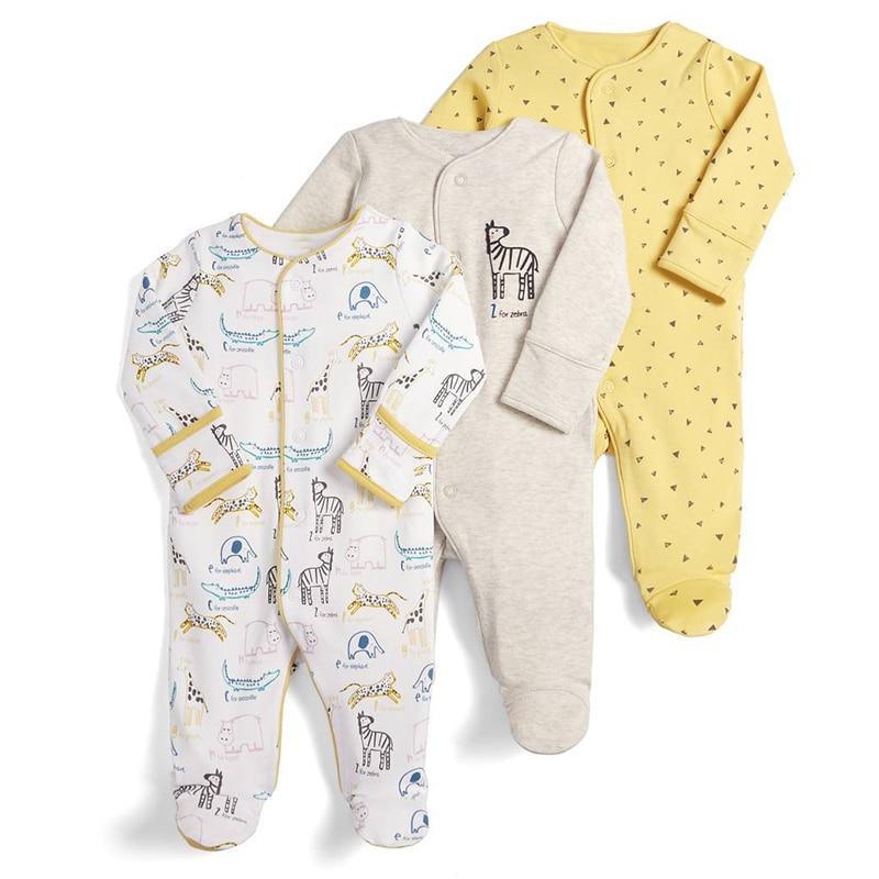 3Pcs Baby unisex Rompers Long Sleeve Sleep suit Cartoon Jumpsuit Baby Pajamas Stes For Kids Between 0-12Months - BIG FRENCHIES