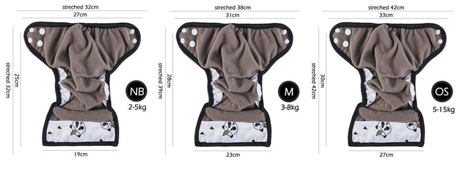 Newborn Pocket Diaper Cloth Diapers Bamboo Charcoal Inner Waterproof PUL Outer Double Gussets Nappies for Baby - BIG FRENCHIES
