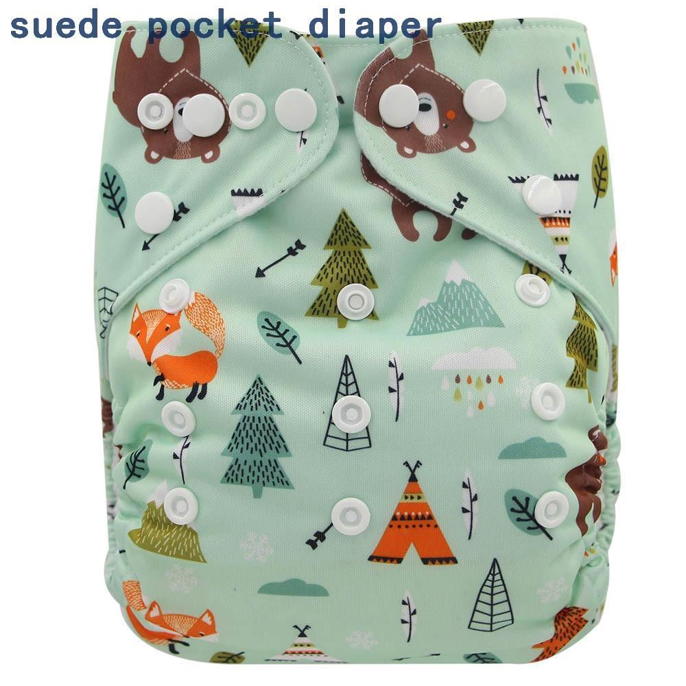 Newborn Cloth Diaper Sewed in Charcoal Bamboo Insert and Suede Pocket Diapers Waterproof Baby Nappies Design for Baby - BIG FRENCHIES