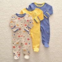 3Pcs Baby unisex Rompers Long Sleeve Sleep suit Cartoon Jumpsuit Baby Pajamas Stes For Kids Between 0-12Months - BIG FRENCHIES