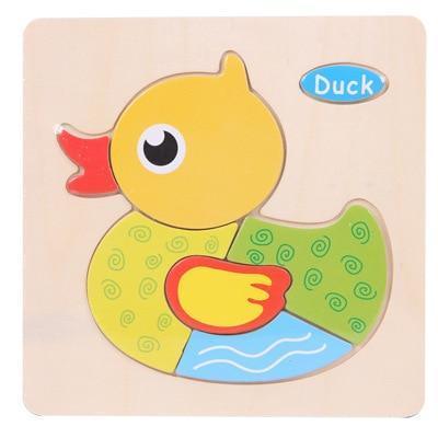 Baby Toys Wooden 3D Puzzle Cartoon Animal Intelligence Kids Educational Brain Teaser Children Tangram Shapes Learning - BIG FRENCHIES