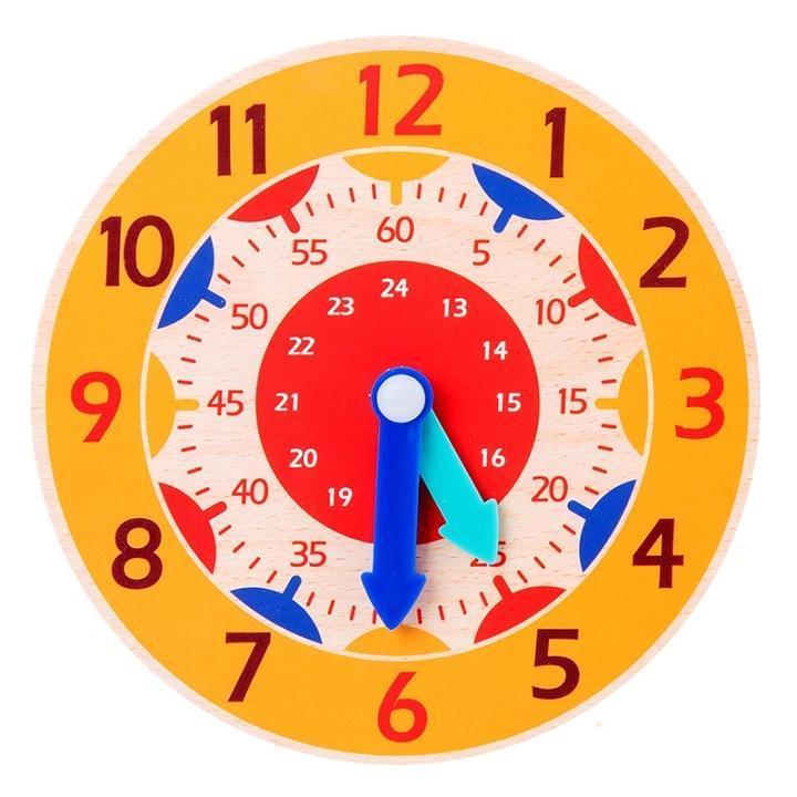 Children Montessori Wooden Clock Toys Hour Minute Second Cognition Colorful Clocks Toys for Kids Early Preschool Teaching Aids - BIG FRENCHIES