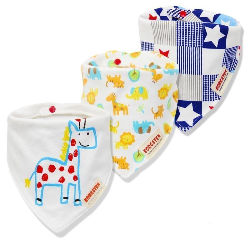 3PCS Comfortable Waterproof Organic Cotton Baby Burp Cloth Bandanna Scarf Bibs For Newborn Baby Boy And Girl - BIG FRENCHIES