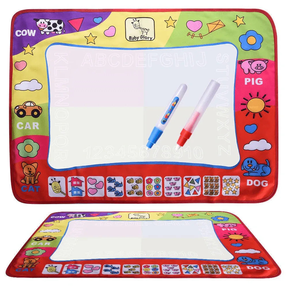 1-6 Years Children Kids Baby Drawing Educational Water Mat Drawing Painting Toddler Board/ Charpet With Magic Water Pen Gift 45.5 X 29cm (White) - BIG FRENCHIES