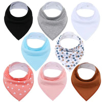 8PCS/SET Comfortable Colorful 100% Organic Cotton Adjustable Snaps Bandana Saliva Bibs For Baby Boys & Girls Kids - BIG FRENCHIES