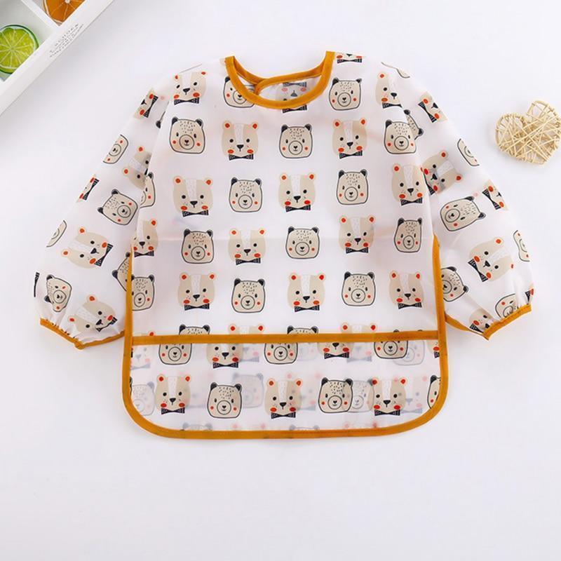 Cute Cartoon Print Baby Waterproof Long Sleeve Apron Children Feeding Smock Bib Baby Accessories - BIG FRENCHIES