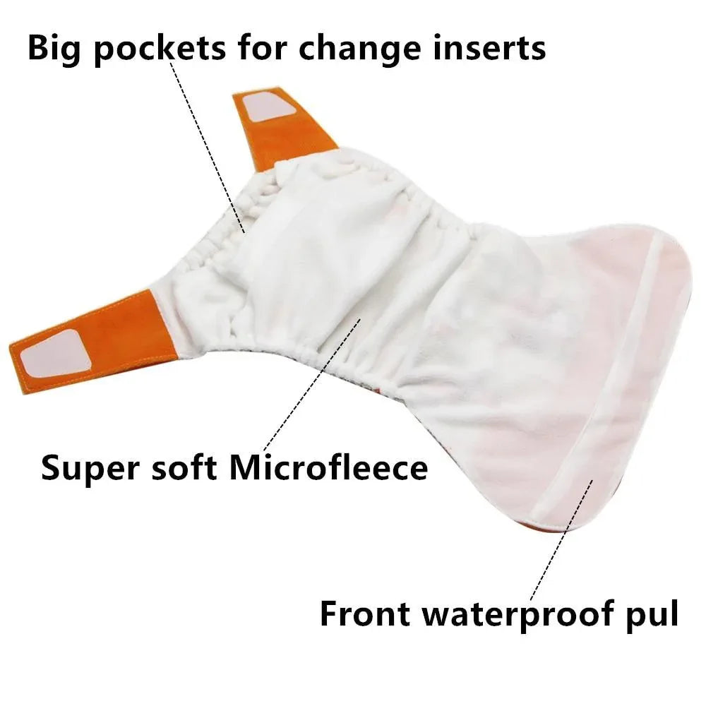 Baby Pocket Cloth Diaper Suede Cloth Inner Washable Reusable Eco-Friendly Nappies Cover Wrap In Modern Elegant Deisgn For Baby - BIG FRENCHIES