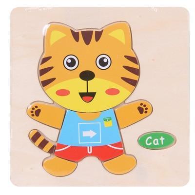 Baby Toys Wooden 3D Puzzle Cartoon Animal Intelligence Kids Educational Brain Teaser Children Tangram Shapes Learning - BIG FRENCHIES
