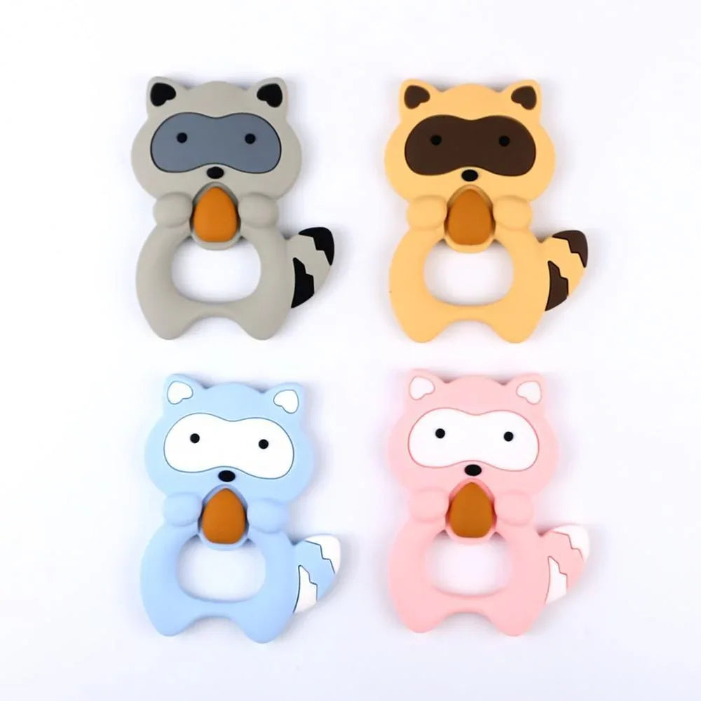 2pcs Cartoon Baby Teether Animal Silicone Teether Raccoon Elephant Koala Giraffe Baby Teething Toys Accessories Perfect Toy For Kids - BIG FRENCHIES