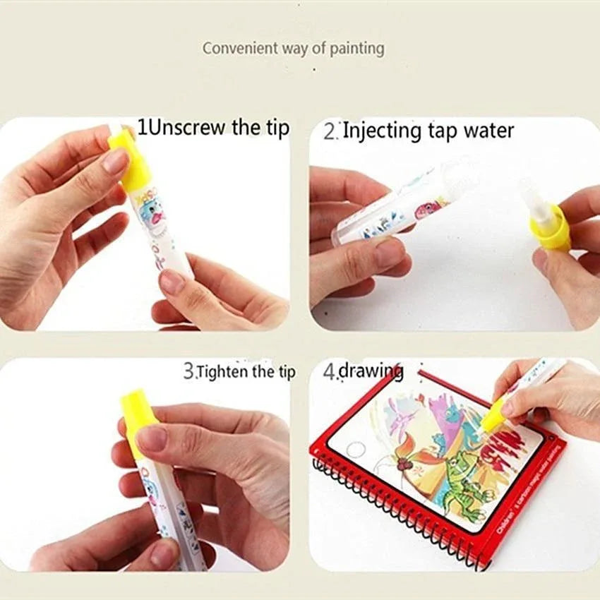 1pcs Magical Book Water Drawing Coloring Cartoons Books Doodle Pen Painting Drawing Board For Kids Toys Birthday Gift - BIG FRENCHIES