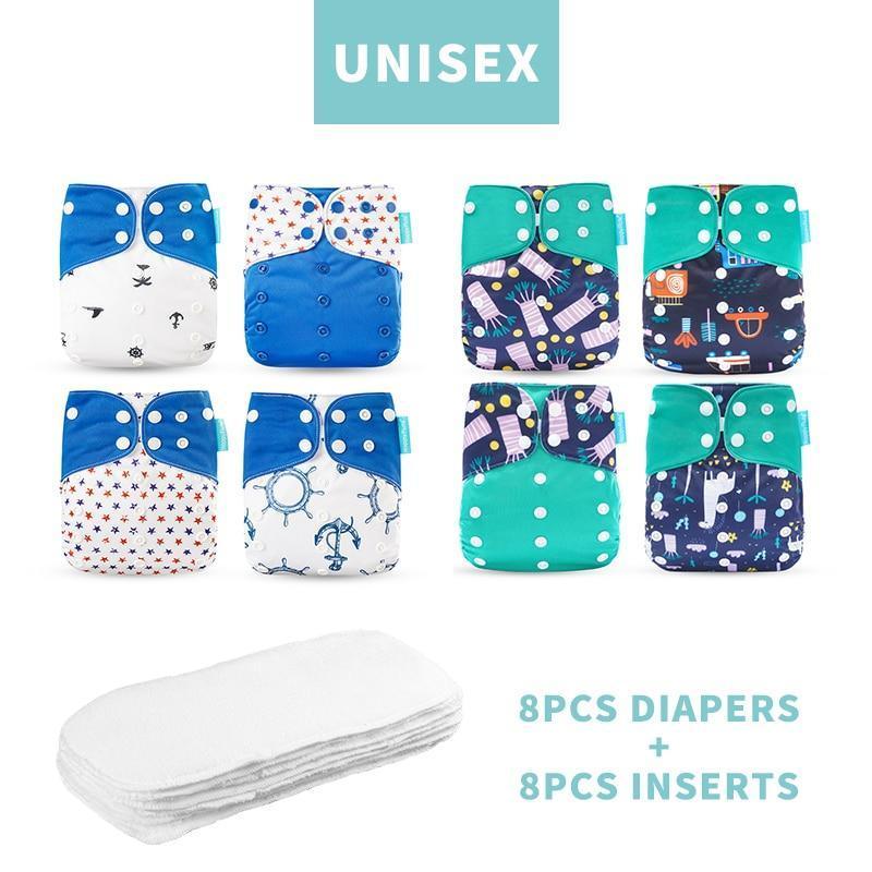 4PCS/SET Washable Eco-friendly Diaper Ecological Adjustable Nappy Reusable Cloth Diapers Set For Baby and Kids - BIG FRENCHIES