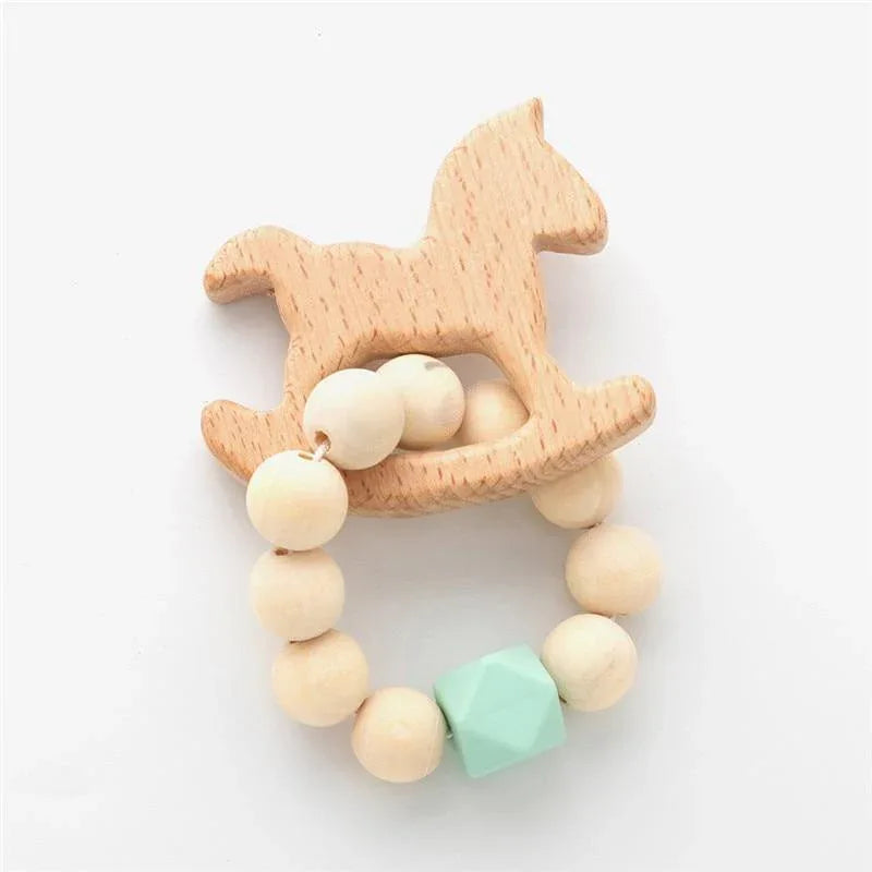 Modern Baby Silicone Wooden Nursing Bracelets Wood Teether Silicone Beads Teething Wood Rattles Toys for Baby - BIG FRENCHIES