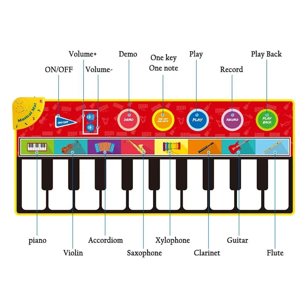 Big Size Music Piano Carpets & 8 Instruments Guitar Accordion Violin Sounds Musical Play Mat Educational Toy For Kids - BIG FRENCHIES