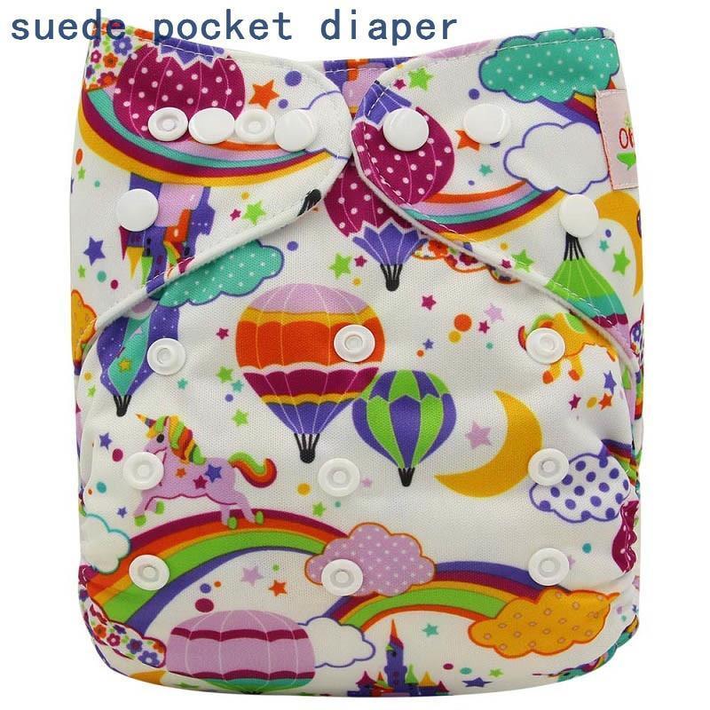 Newborn Cloth Diaper Sewed in Charcoal Bamboo Insert and Suede Pocket Diapers Waterproof Baby Nappies Design for Baby - BIG FRENCHIES