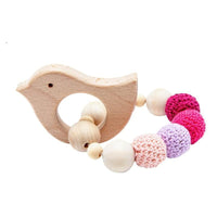 Wooden Teether Hedgehog Crochet Beads Wood Crafts Ring Engraved Bead Baby Teether Wooden Toys For Kids Rattle - BIG FRENCHIES