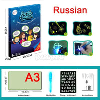 A3 A4 A5 Kids Luminous Drawing Board with Light-Fun Magic Sketchpad Draw Tablet Fluorescent Pen Russian English Light Up Toys - BIG FRENCHIES