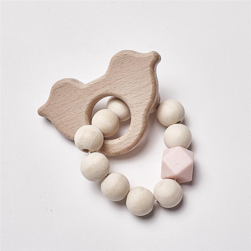 Modern Baby Silicone Wooden Nursing Bracelets Wood Teether Silicone Beads Teething Wood Rattles Toys for Baby - BIG FRENCHIES