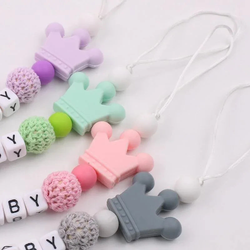 Lemon Comeon Baby's NamePacifier Clips Holder Dinosaur Silicone Beads Teething Chain for Baby - BIG FRENCHIES