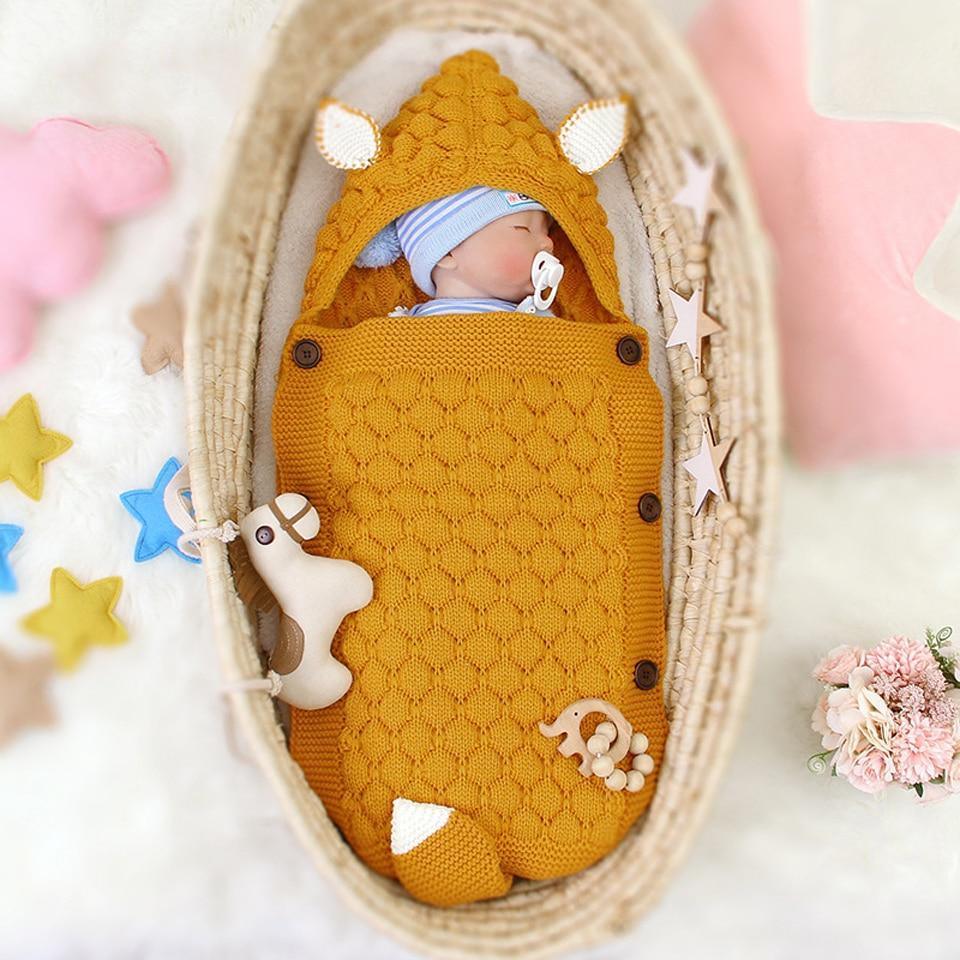 Stevvex Knitted Newborn Baby Blanket Baby Sleeping Bags Stroller Bedding Warm Swaddle Wrap - BIG FRENCHIES