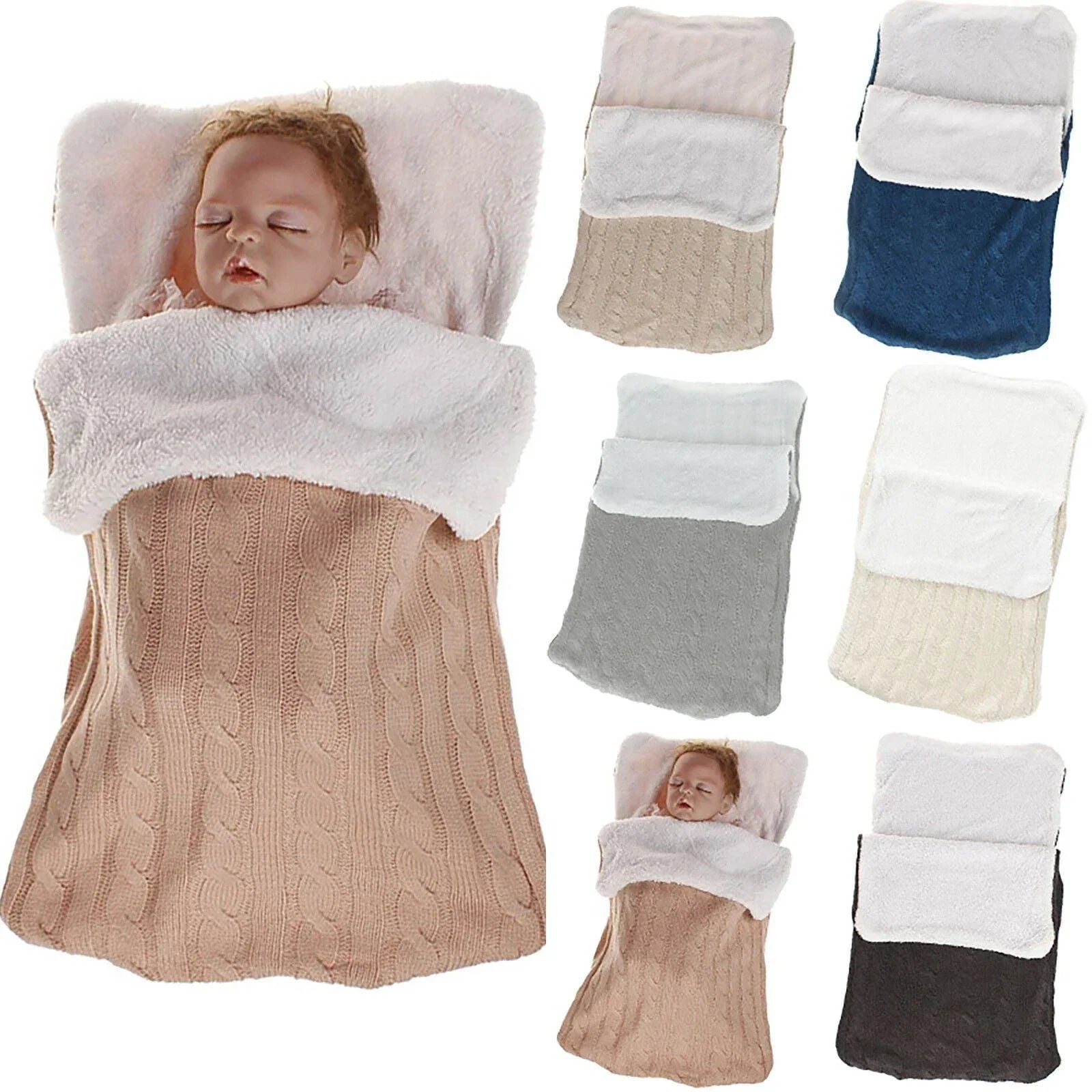 Warm Baby Blanket Knitted Newborn Swaddle Wrap Soft Sleeping Bag Footmuff Cotton Envelope For Stroller Accessories For Baby - BIG FRENCHIES