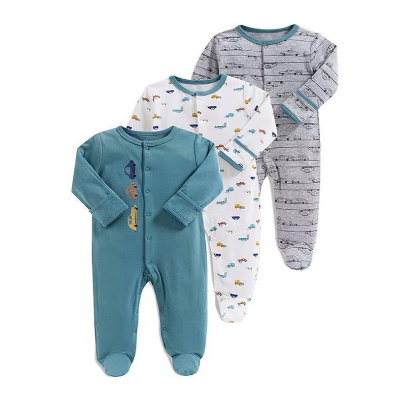 3Pcs Baby unisex Rompers Long Sleeve Sleep suit Cartoon Jumpsuit Baby Pajamas Stes For Kids Between 0-12Months - BIG FRENCHIES