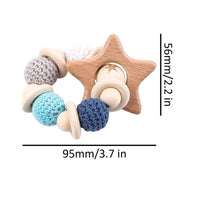 Wooden Teether Hedgehog Crochet Beads Wood Crafts Ring Engraved Bead Baby Teether Wooden Toys For Kids Rattle - BIG FRENCHIES
