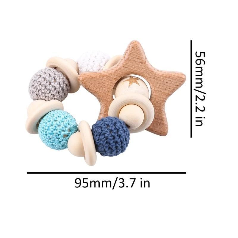 Wooden Teether Hedgehog Crochet Beads Wood Crafts Ring Engraved Bead Baby Teether Wooden Toys For Kids Rattle - BIG FRENCHIES