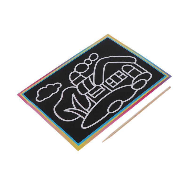 Interesting 10PCS Patterned Scratch Art Paper Magic Painting Paper With Drawing Stick Kids Toy Education Drawing Toys For Children - BIG FRENCHIES
