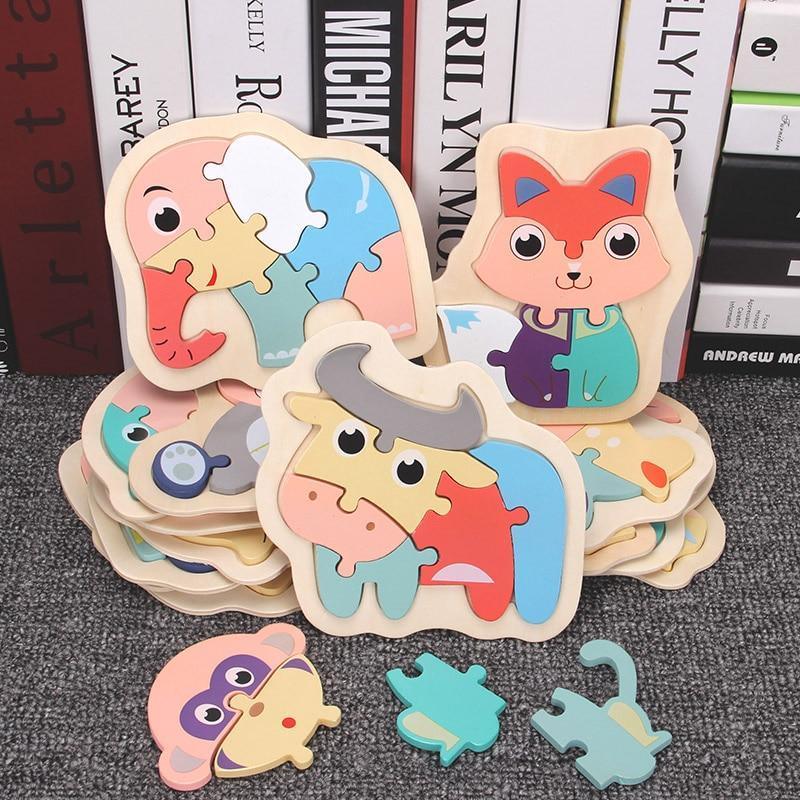 Wooden Children Colorful Animal Stevvex Puzzle for Toddler Creative Puzzle Early Educational Toys for Boys and Girls 2-4 - BIG FRENCHIES
