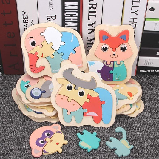 Wooden Children Colorful Animal Stevvex Puzzle for Toddler Creative Puzzle Early Educational Toys for Boys and Girls 2-4 - BIG FRENCHIES