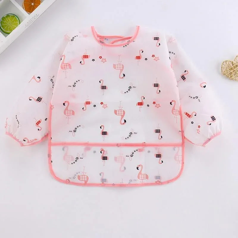Cute Cartoon Print Baby Waterproof Long Sleeve Apron Children Feeding Smock Bib Baby Accessories - BIG FRENCHIES