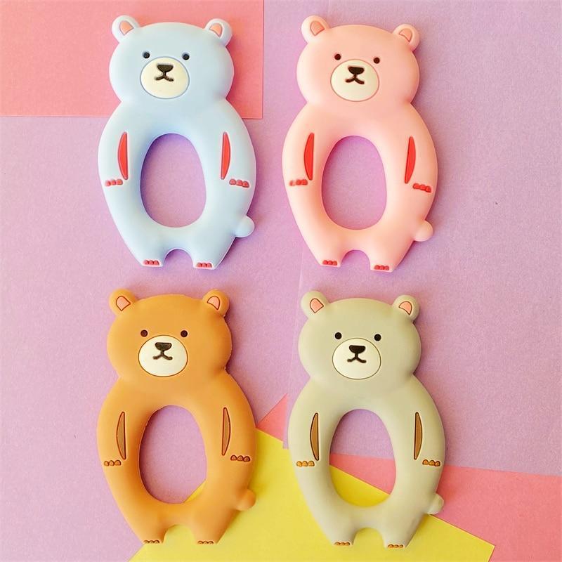 4pcs Bear Silicone Teether Baby Teething Toys Chewable Cartoon Animal Shape Baby Products Nursing Gift - BIG FRENCHIES