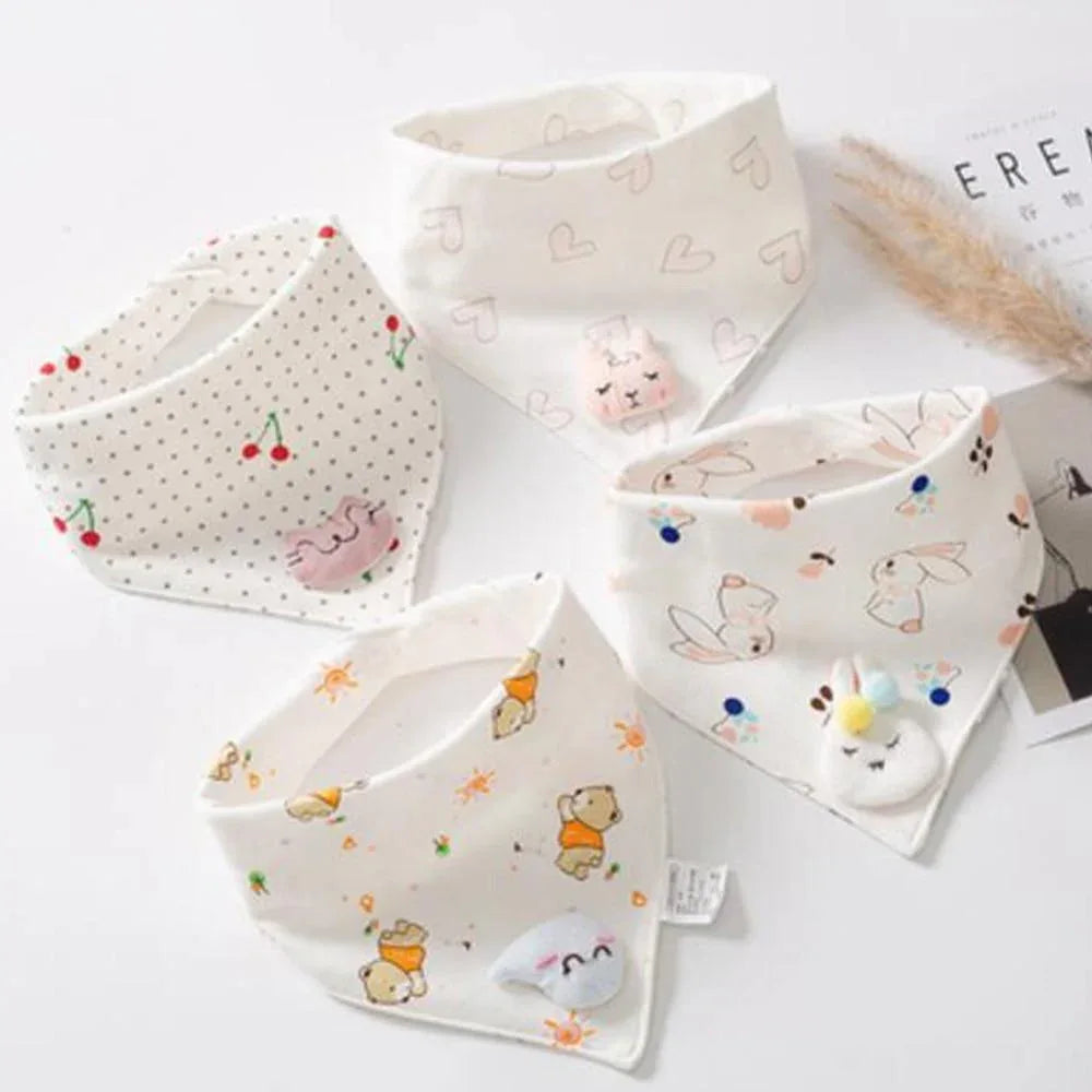 Baby Bibs Triangle Double Cotton Bibs Cartoon Saliva Towel Baby Boys Girls Feeding Apron Cotton Bib for Kids - BIG FRENCHIES