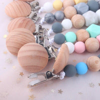 Modern Handmade Chain Wooden Holder For Pacifier Clips Leash Strap Nipple Holder For Infant Feeding For Baby - BIG FRENCHIES